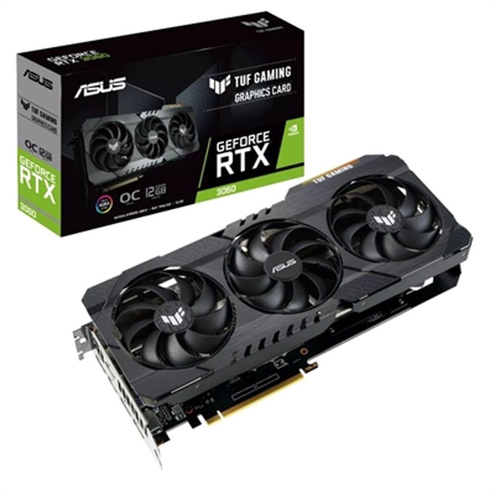 Asus GeForce RTX graphics card with packaging on a white background