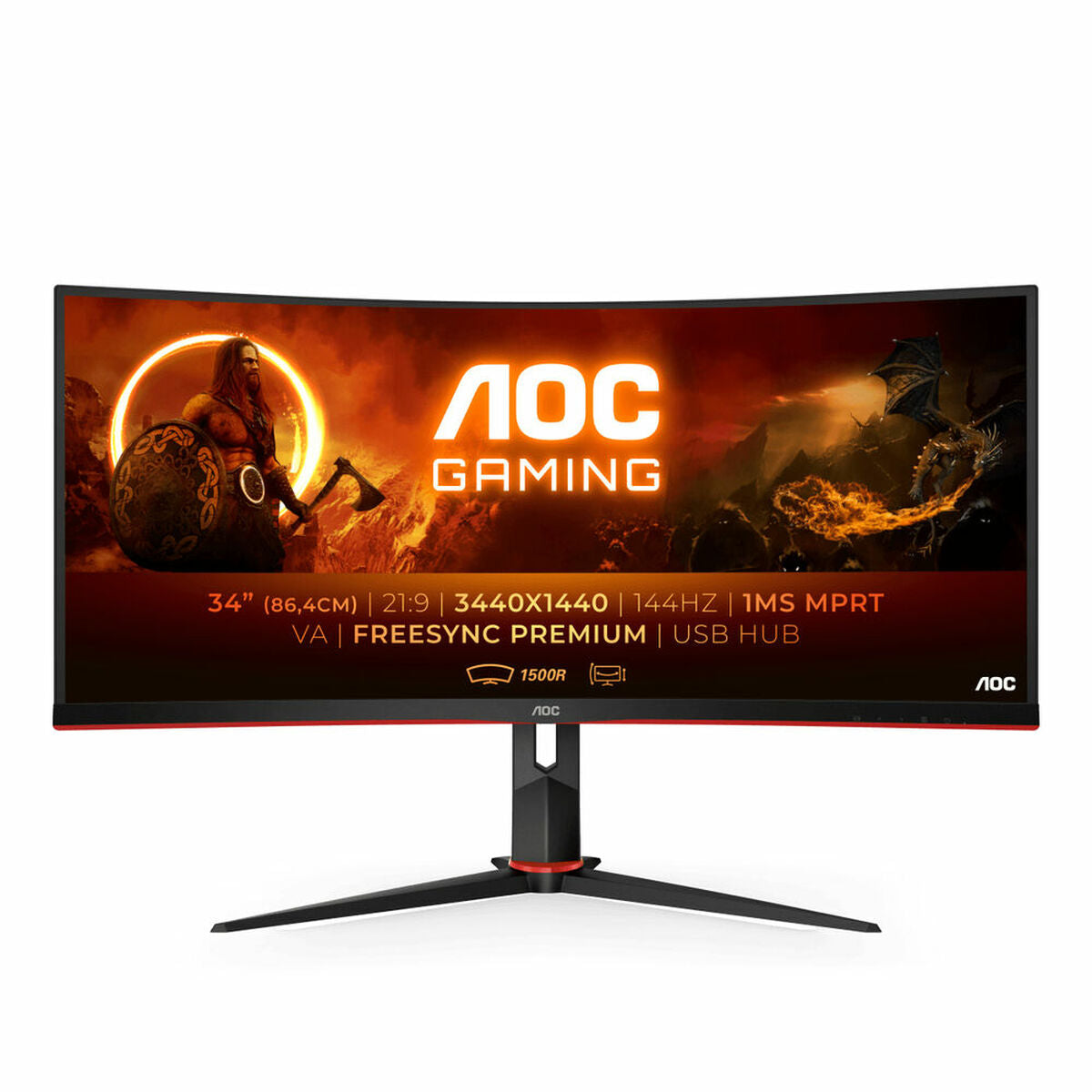 Monitor AOC CU34G2X/BK LFD 34" LED VA AMD FreeSync Flicker free 144 Hz