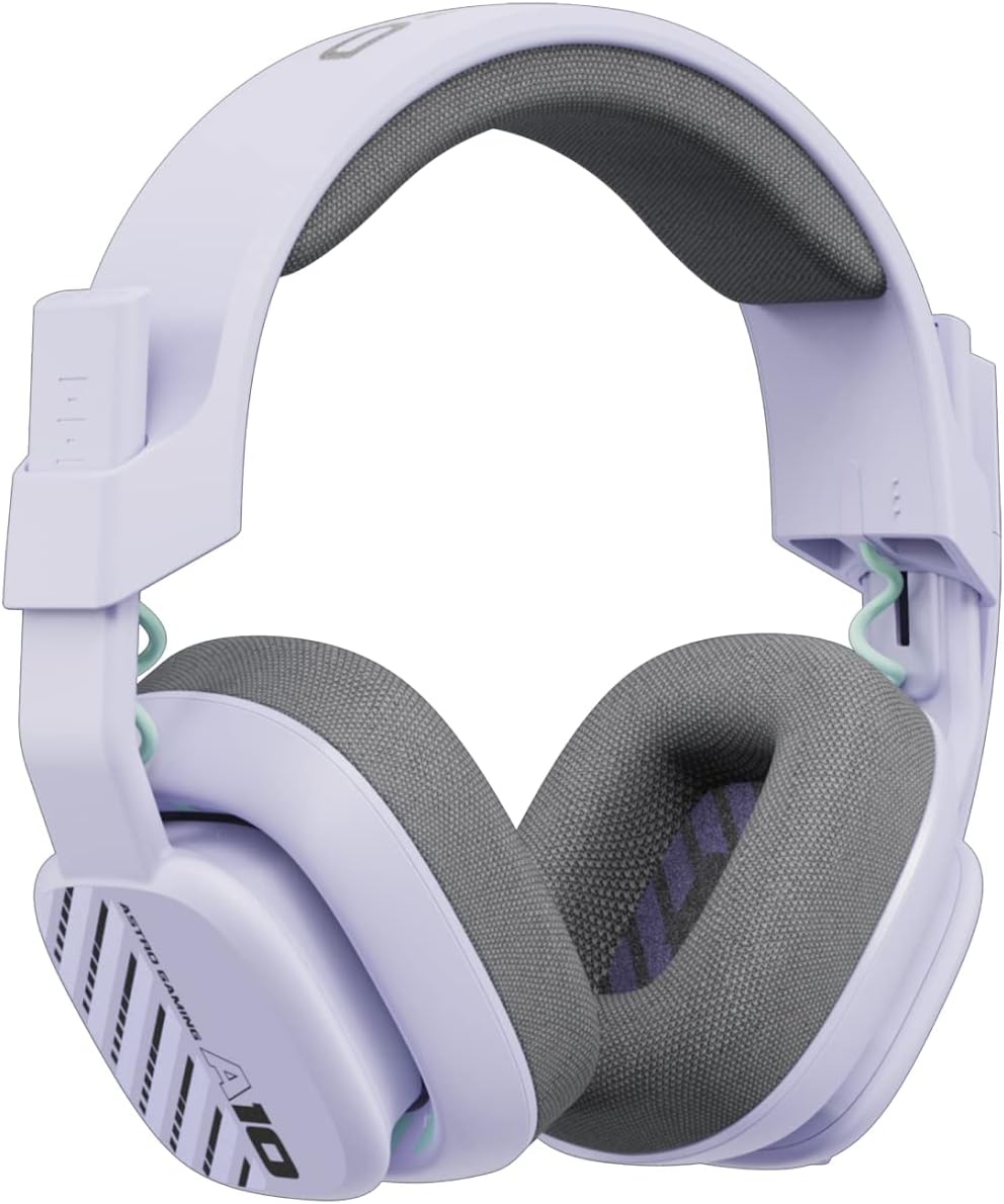 White gaming headset with gray ear cushions on a white background