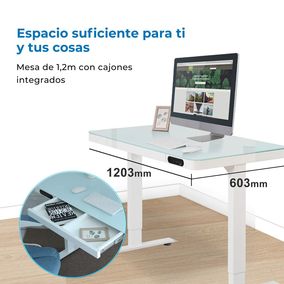 Desk Nate Steel White (120,3 X 60,3 CM ) - KlickGaming