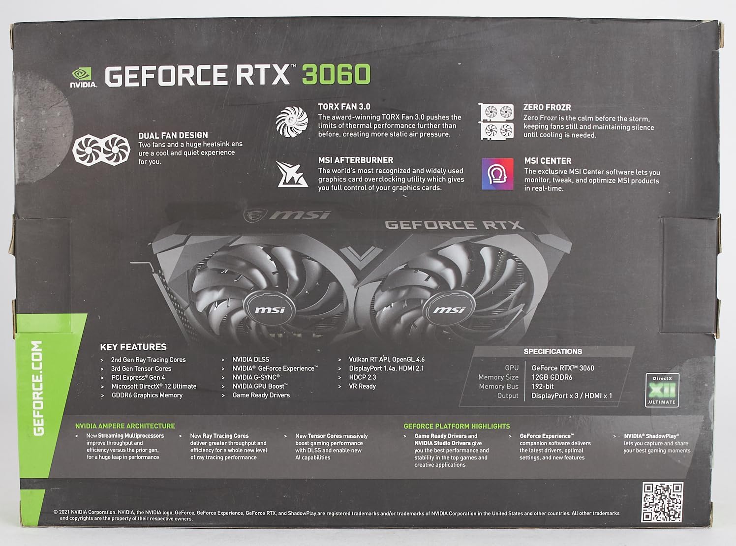 Graphics card MSI GeForce RTX 3060 12 GB RAM 12 GB GDDR6 - KlickGaming