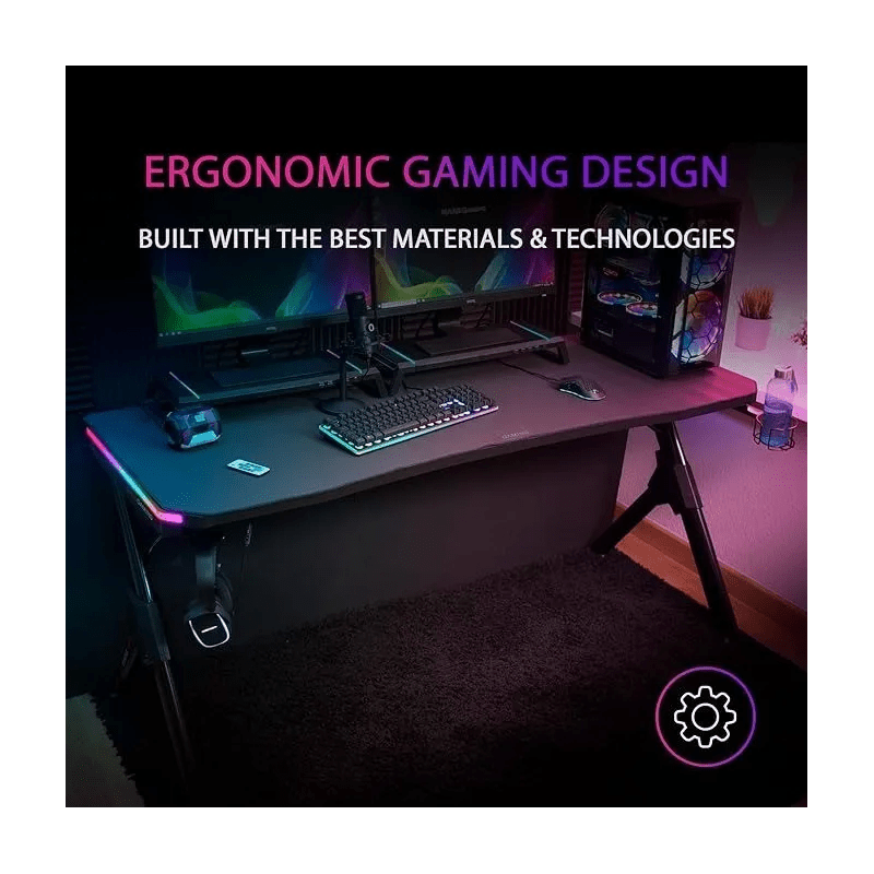 Table Mars Gaming MGDXLRGB Mesa Gaming Ergonómica RGB Negro Grande - KlickGaming