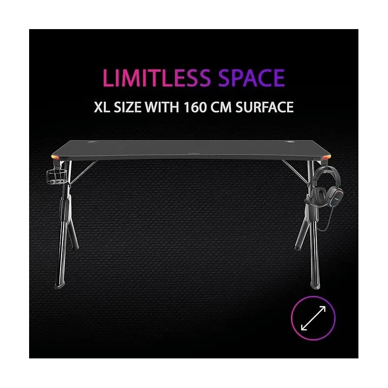 Table Mars Gaming MGDXLRGB Mesa Gaming Ergonómica RGB Negro Grande - KlickGaming