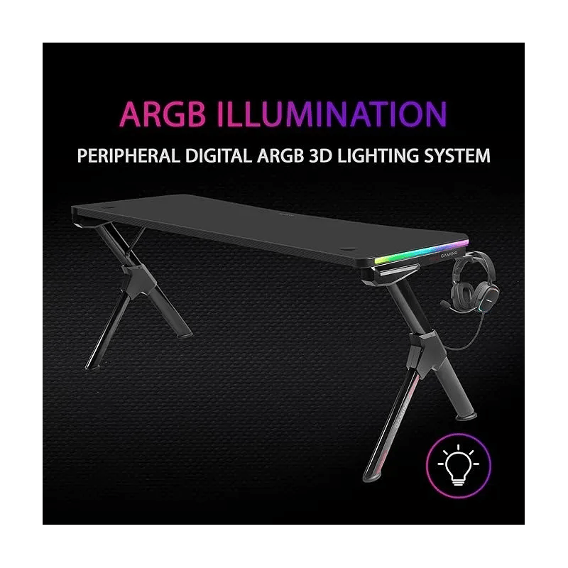 Table Mars Gaming MGDXLRGB Mesa Gaming Ergonómica RGB Negro Grande - KlickGaming